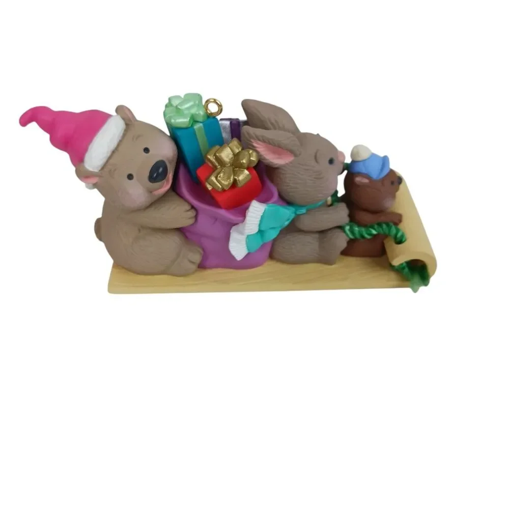 Lot Of 6 Hallmark Ornaments Chatty Chipmunk Perfect Match Yule Logger Beaver